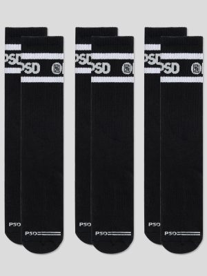 3 Pack - Logo Stripe Crew - Black