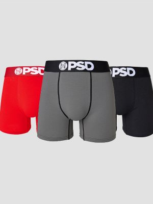 Solids 3 Pack - Red/Grey/Black